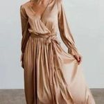 BALTICBØRN Holly Satin Maxi Dress sz M Champagne Gold Formal Wedding Long Sleeve Size M Photo 0