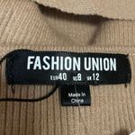 Fashion Union NEW Brown Rib Knit Belted Square Neck Long Sleeve Sweater Top Sz 8 Photo 3