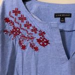 Lane Bryant  26 v neck blouse embroidered floral long split sleeves 100% cotton Photo 4