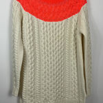 Boden Cream Cable Knit Tunic Sweater Neon Orange Yoke Neck Size UK10 US6 Photo 0