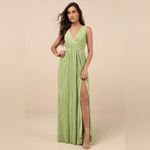 Lulus LULU’S Melitta Lime Green Plisse Sash Maxi Dress Photo 3