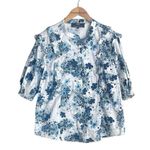 Universal Standard x Erdem Kalina Short Sleeve Ruffle Shirt Photo 1