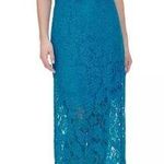 Guess Teal Blue Lace Bridesmaid Formal Maxi Dress Photo 0