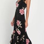 LULU’S Elegant Excellence Black Floral Satin Maxi Dress Size XL Photo 2