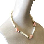 Retro Beach Theme Multi White Intertwined Ropes Pink Beads Boho Chic Necklace Photo 3