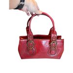 ALDO Red Leather Handbag With Buckle Detailing & Zip Closure Photo 2