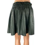 7 For All Mankind Green Faux Leather Elastic Waist Mini A-Line Flared Skirt Sz M Photo 2