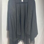 Charcoal Gray Fringe Open Front Poncho Wrap – 100% Acrylic – Made in Germany Size undefined Photo 0