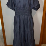 Anthropologie  the Somerset Blue Maxi Dress short sleeve Tiered‎ Pockets M Photo 0