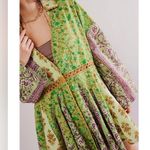 Free People New SZ XS  hazy baby dress green printed swing floral sweet mint Photo 2