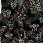 Norton Mcnaughton  Red Black Floral Velvet FLECKS SHIMMER BUTTON FRONT‎ VEST 14 Photo 1