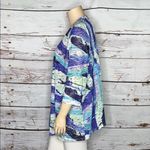 Catherines NWT Size 4X Blue & Green Abstract Print Open Front Cardigan Jacket Photo 2