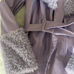 Fur Trim Coat Purple Photo 2