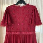 Ivy City Co Dark Red Anastasia Midi Dress Holiday Tulle Sequin Party Flutter XL Photo 9