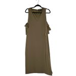Theory  Natia Modern Crepe Midi Dress Women's Olive Green Size 8 Photo 2