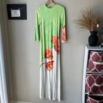 Alice + Olivia Alice + Olivia Delora Open Back Green Tulip Print 3/4 Sleeve Crew Maxi Dress 6 Photo 3