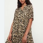 Ba&sh  Women’s Tiger Print Mini Iris Dress Beige Black SZ S Animal Print Photo 0