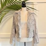 Fever Faux Fur Jacket Gray Plush Textured Coat Women’s Small Holiday Party Glam Photo 4