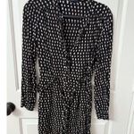 Madewell Black Dot Silk Shirt Dress Belted Long Sleeve Size Small Photo 3