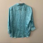 Kasper  100% Silk Blue Zebra Stripe Button Front Blouse Photo 3