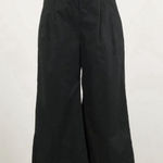 WRAY Black Cotton Pleated Wide Leg Cropped Culotte Trousers Pants Size 10 Photo 0