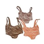 SKIMS Bundle of 3  Size Small Logo Velvet Corset Crop Top Chai Sienna Peach tops Photo 1