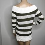 Aerie NWOT Green Striped Off Shoulder Knit Sweater Size Medium Photo 3