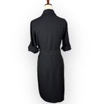 Sharagano Black Front Zip Dress with Cinch Waist Belt Cuffed Sleeves Size 4 Photo 8
