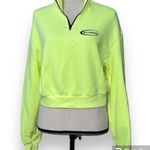 H&M  size medium neon yellow green pullover sweatshirt long sleeve 1/4 zip neck Photo 0
