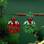 🎄🎄🎄3 for 12$🎄🎄🎄Festive Red and Green Holly Earrings Photo 2