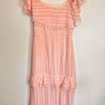 Dark Pink Off The Shoulder Tired Lace Maxi Dress Size 8 Photo 0