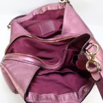 Coach  Hallie Pebble Leather Shoulder Bag Metallic Berry F80271 Hobo Redefined Photo 5