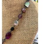 Lia Sophia Gunmetal Necklace Purple Silver Smoky Black Abalone Beads Adj 15"-18" Photo 2