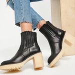 Free People James Leather Chunky Block Heel Chelsea Boots Black Size 10 Photo 0