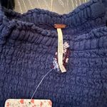 Free People  Counting Daisies Blue Embroidered Mini Dress Bell Sleeve SM NWT Photo 6