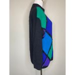 Vintage Silk Angora Blend Black Blue Diamond Beaded Sweater Sz Large Photo 3