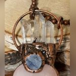 Rose Quartz Heart Necklace with Quartz Points, Kyanite and on 36” chain Pink Photo 2