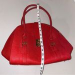 Stauer Red Gold Wheel Turnlock Zipper Handbag Satchel Purse Top Handle Bag Photo 8