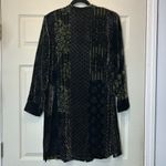Koos of Course Button Front Shirt Dress Velvet Velour Sheer Black Paisley Silk L Size L Photo 2