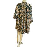 H&M  GREEN & BROWN FOLIATE PRINT MOCK NECK MINI TENT DRESS (14) Photo 3