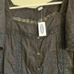 Old Navy S- Black Frilly Sleeves Blouse Square Neckline Lace Photo 3
