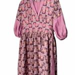 Taaga Boho Maternity Dress Pink Rose Shimmer Floral Tunic Women’s Size Small Photo 9