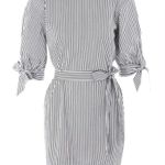 Topshop NWT Womens  Striped Poplin High Neck Sash Shift Shirt Dress - Sz 2 Photo 0