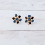 Vintage Screw Back Earrings Dark Purple & Blue Gems Photo 2