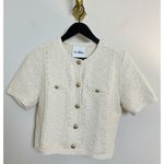 Sam Edelman Colleen Short-Sleeve Cardigan Sweater in White Size Small Photo 3