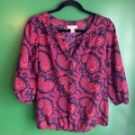 Loft Lightweight 3/4 Sleeve Blouse Paisley Cute! Size Small EUC! Photo 0