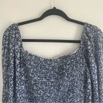 Pink Lily  Blue and White Floral Smocked Long Sleeve Mini Dress Women’s Large Photo 2