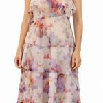 Storia  ruffled tiered chiffon floral dress size m Photo 0