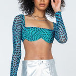 Princess Polly Leopard Crop Top Teal Blue Black Pink 6 Photo 0