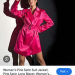 INC Raspberry pink trench satin coat Medium Photo 13